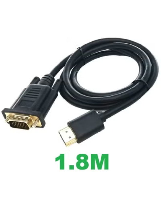 Bright HDMI Male to VGA Male Cable Adapter – 1.8M, 1080P Video Converter, Black/Blue - Image 1