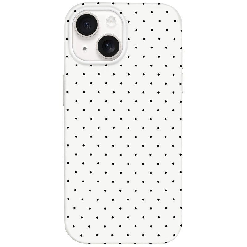 Hython for iPhone 14 Case & iPhone 13 Case Cute Polka Dot Aesthetic Design Simple Cover 6.1", Thin Slim Anti-Scratch Soft TPU Bumper Shockproof Rubber Protective Phone Cover Women Girls Girly, White - Image 1