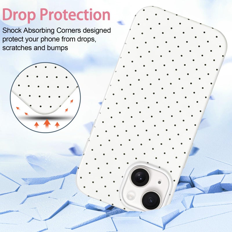Hython for iPhone 14 Case & iPhone 13 Case Cute Polka Dot Aesthetic Design Simple Cover 6.1", Thin Slim Anti-Scratch Soft TPU Bumper Shockproof Rubber Protective Phone Cover Women Girls Girly, White - Image 4