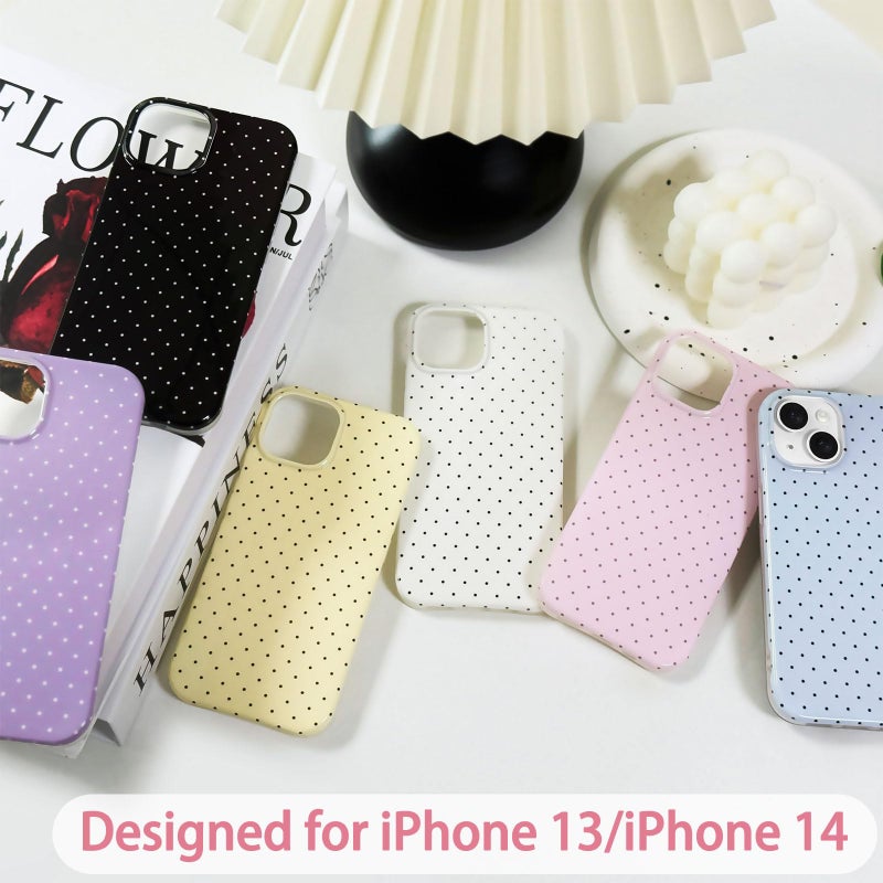 Hython for iPhone 14 Case & iPhone 13 Case Cute Polka Dot Aesthetic Design Simple Cover 6.1", Thin Slim Anti-Scratch Soft TPU Bumper Shockproof Rubber Protective Phone Cover Women Girls Girly, White - Image 5