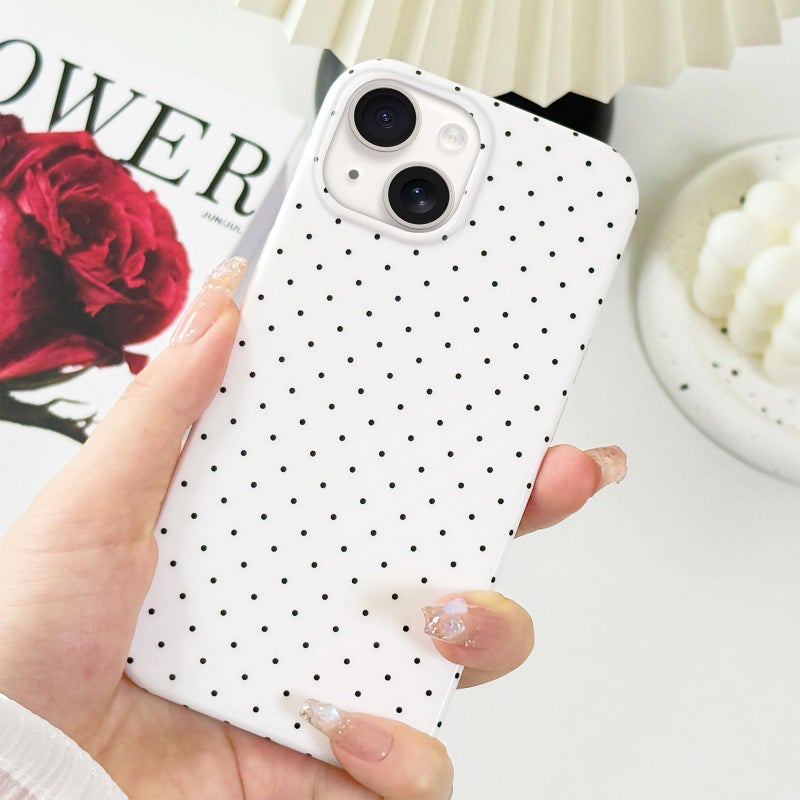 Hython for iPhone 14 Case & iPhone 13 Case Cute Polka Dot Aesthetic Design Simple Cover 6.1", Thin Slim Anti-Scratch Soft TPU Bumper Shockproof Rubber Protective Phone Cover Women Girls Girly, White - Image 2