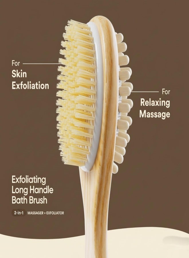Organic B 2-in-1 Long Handle Body Brush - Back Scrubber for Bathing, Dry Brushing Body Brush, Natural Soft Bristles for Skin Exfoliation, Stimulates Circulation, Reduces Cellulite - Image 4