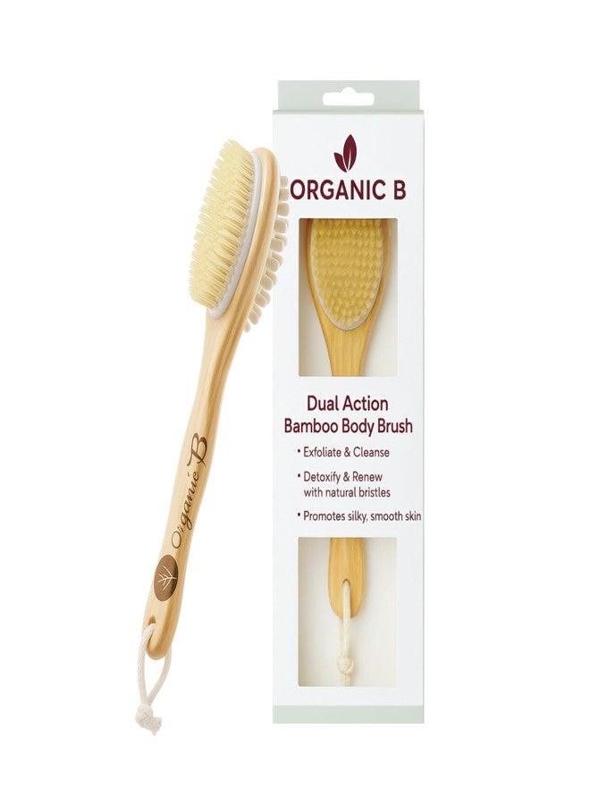 Organic B 2-in-1 Long Handle Body Brush - Back Scrubber for Bathing, Dry Brushing Body Brush, Natural Soft Bristles for Skin Exfoliation, Stimulates Circulation, Reduces Cellulite - Image 1