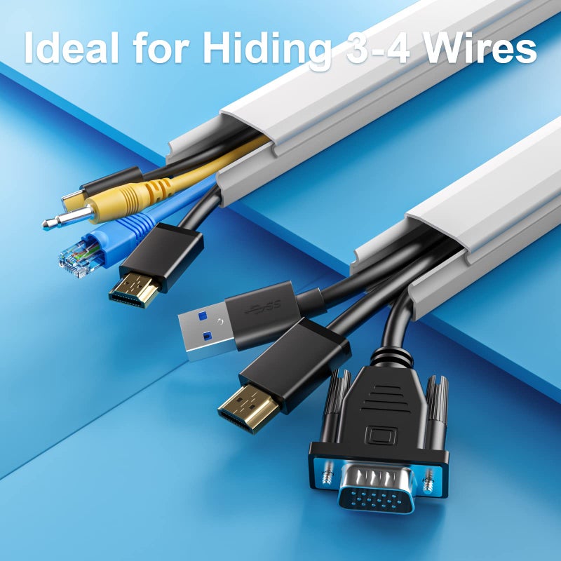 Yecaye TV Cord Hider, 42in Cord Cover, Large Cable Hider, Wire Covers for 4 Cords, Cable Raceway Wire Hider, Wire Hiders for TV on Wall, Cable Cover Cord Concealer, W1.18in H0.6in, White - Image 4