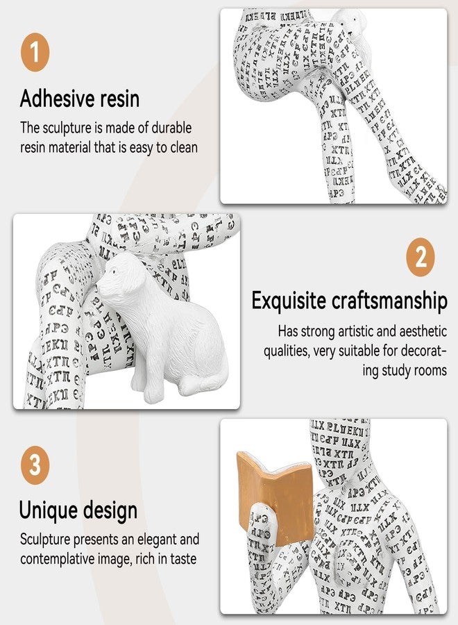 Gsycle Abstract Reading Woman Figurine, Resin Thinker Sculpture Modern Book Lover Statue Female Reader Decor for Bookshelf Desk Shelf Minimalist Home Office Library Art (#02) - Image 5