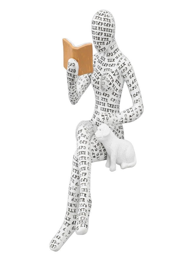 Gsycle Abstract Reading Woman Figurine, Resin Thinker Sculpture Modern Book Lover Statue Female Reader Decor for Bookshelf Desk Shelf Minimalist Home Office Library Art (#02) - Image 1