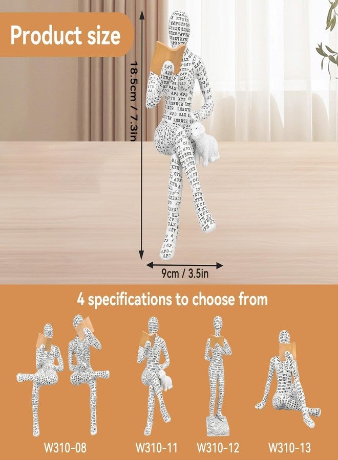 Gsycle Abstract Reading Woman Figurine, Resin Thinker Sculpture Modern Book Lover Statue Female Reader Decor for Bookshelf Desk Shelf Minimalist Home Office Library Art (#02) - Image 2