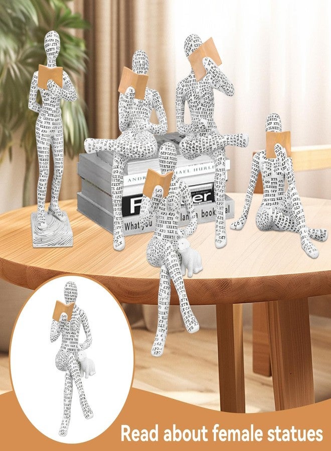 Gsycle Abstract Reading Woman Figurine, Resin Thinker Sculpture Modern Book Lover Statue Female Reader Decor for Bookshelf Desk Shelf Minimalist Home Office Library Art (#02) - Image 4