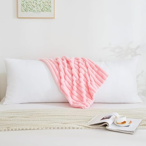 CottonFry Ultra Soft Velvet Body Solid Pillow Cover/Case Pillowcase with Hidden Zipper, Zippered Body Pillow Case (Pink (Fur), 20x54), 250 TC, 53x137 cm , 1 piece - Image 2