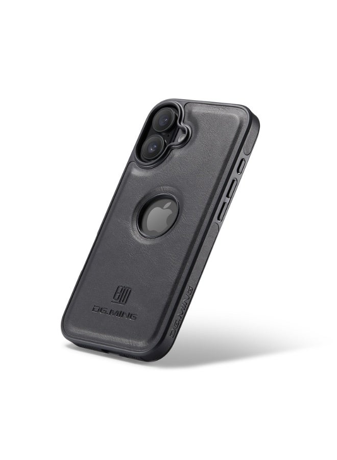 ديجمينغ جراب حماية خلفي جلد صناعي مع فتحة شعار مضاد للصدمات متوافق مع   Iphone 17 (اسود) - Image 1