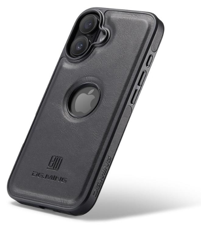 ديجمينغ جراب حماية خلفي جلد صناعي مع فتحة شعار مضاد للصدمات متوافق مع   Iphone 17 (اسود) - Image 1