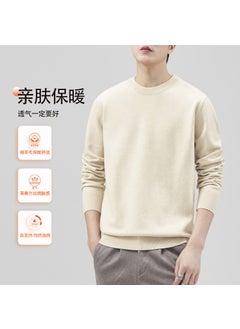 Self-Heating Lace Wool Sweater Soft Knit Mens Autumn/Winter Base Layer Long Sleeve Round Neck Solid Color Top 3015 shallow flower apricot