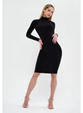 بونا فيدي Polo Neck Dress Black Rib