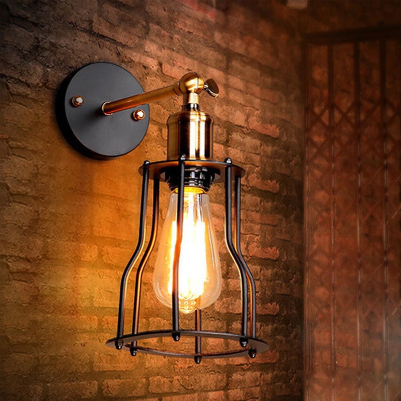 2pcs Iron Wire Cage Wall Lamp Vintage Industrial Style Wall Indoor Wall Light for Living Room Bedroom Corridor Stairs (E27 220V) - Image 4