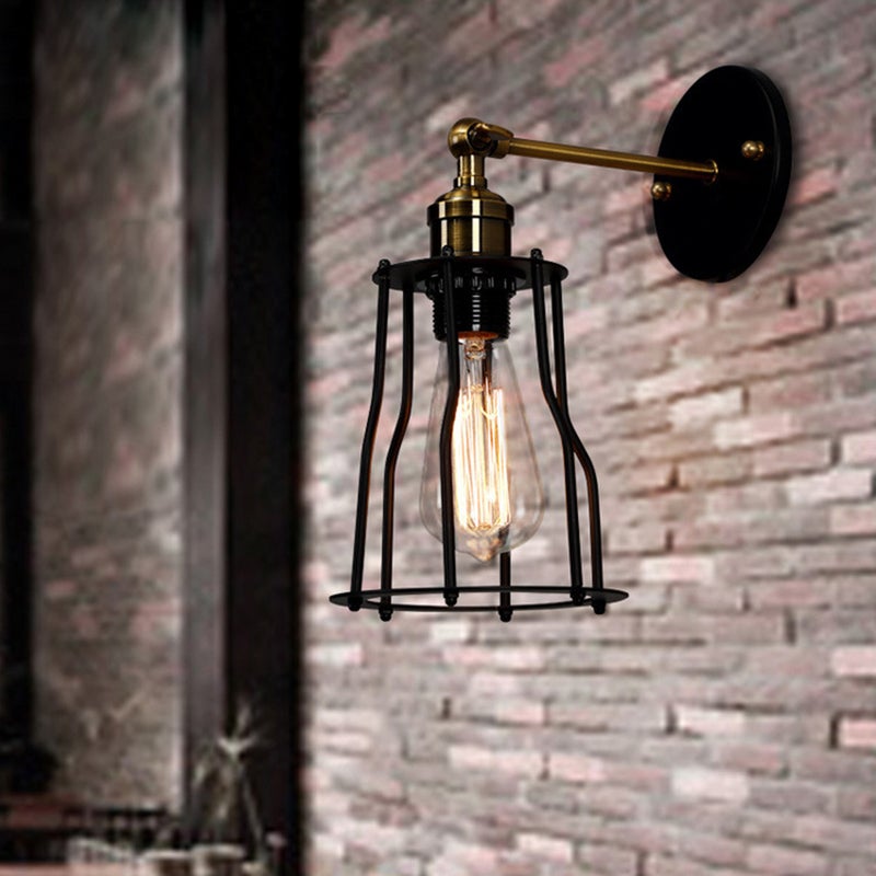 2pcs Iron Wire Cage Wall Lamp Vintage Industrial Style Wall Indoor Wall Light for Living Room Bedroom Corridor Stairs (E27 220V) - Image 3