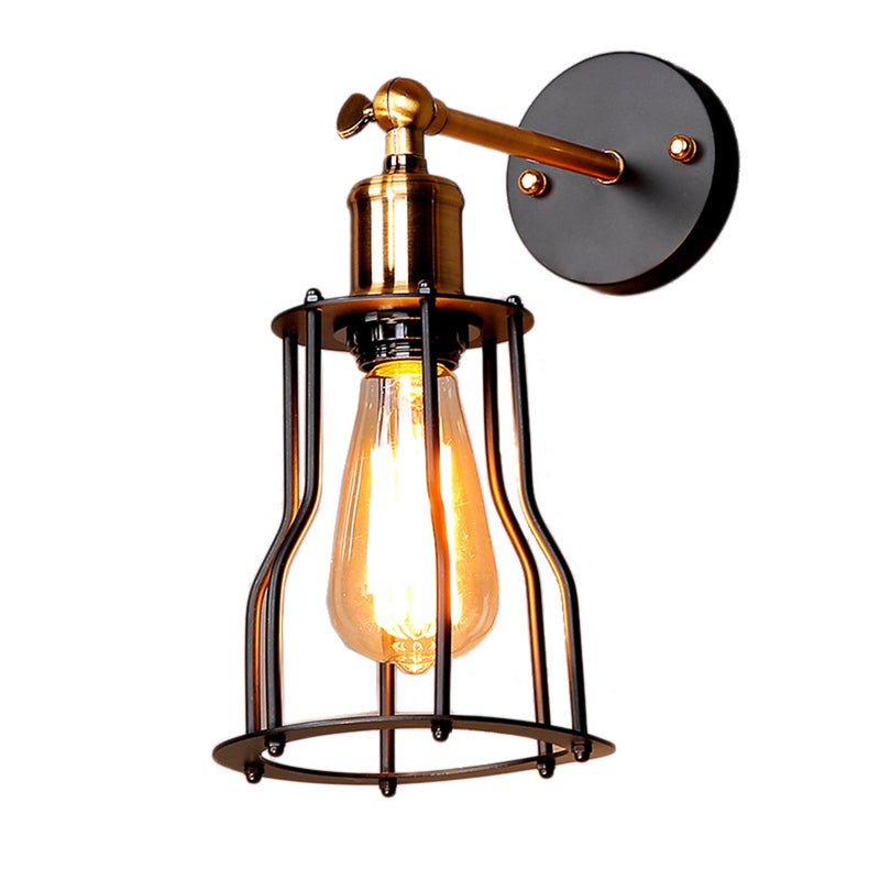 2pcs Iron Wire Cage Wall Lamp Vintage Industrial Style Wall Indoor Wall Light for Living Room Bedroom Corridor Stairs (E27 220V) - Image 2