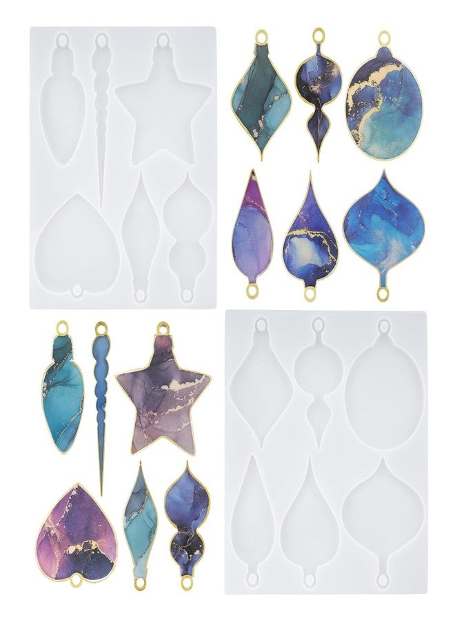 EDUEE Christmas Resin Molds 2 Pcs Silicone Christmas Ornaments Molds Round Star Epoxy Resin Casting Mold for DIY Christmas Tree Pendant Jewelry Keychain Xmas Home Decoration Crafts Gift - Image 1