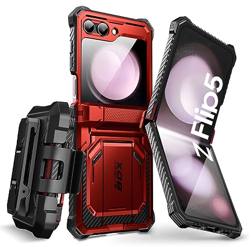 I-blason iBlason Armorbox Series for Samsung Galaxy Z Flip 5 Case 2023 with Builtin Screen Protector Kickstand Belt Clip FullBody Rugged Case for Z Flip 5 with Hinge Protection Ruddy - Image 1