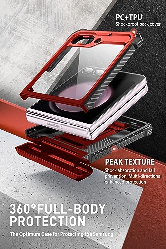 I-blason iBlason Armorbox Series for Samsung Galaxy Z Flip 5 Case 2023 with Builtin Screen Protector Kickstand Belt Clip FullBody Rugged Case for Z Flip 5 with Hinge Protection Ruddy - Image 3