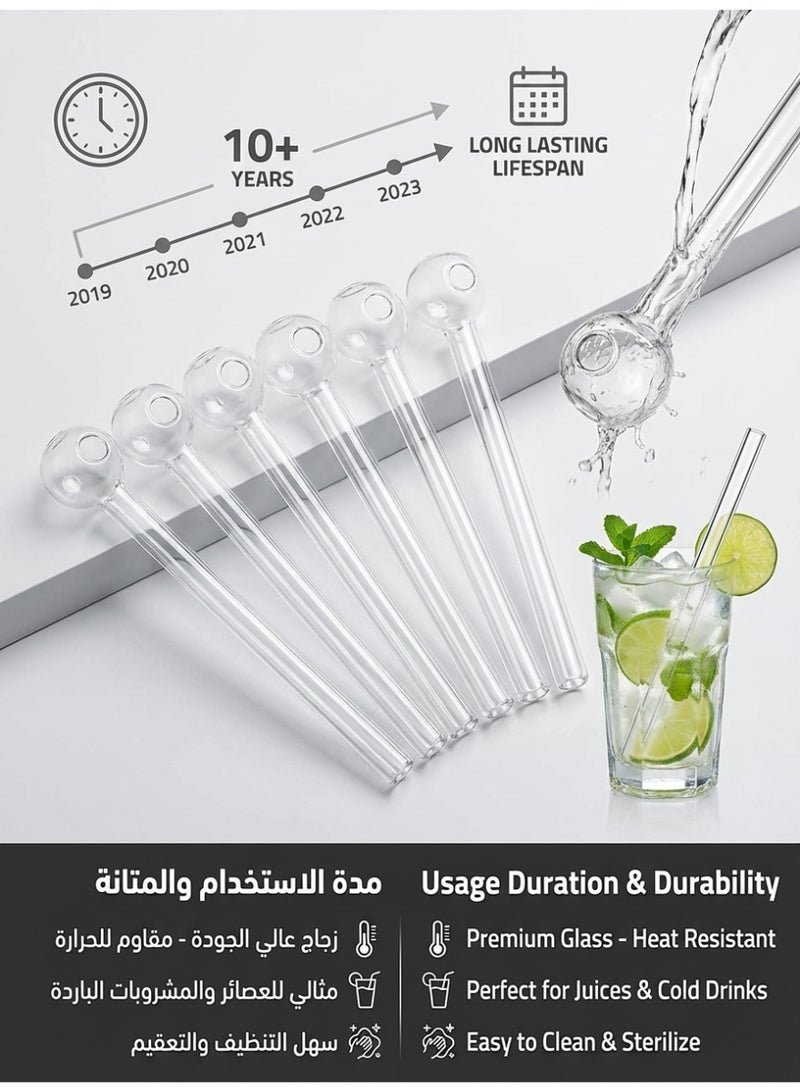 Breakproof Glass Straws 20cm Durable Reusable Glass Drinking Straws 8 Pack with Cleaning Brush BPA Free Heat Resistant for Smoothies Juice Coffee - Image 5