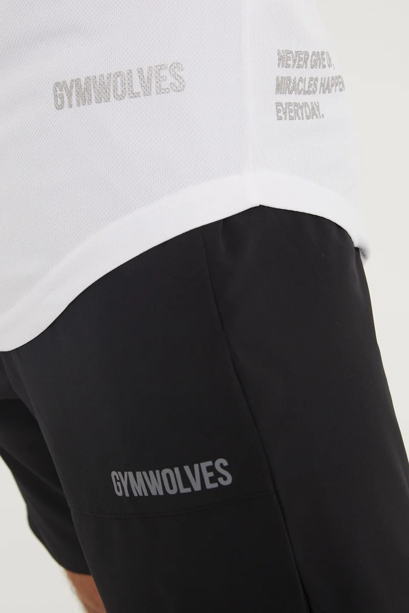 Gymwolves Pro Air Men's Sports T-Shirt | White | T-Shirts | Workout Tanktop | Never Give Up | Pro Series |
