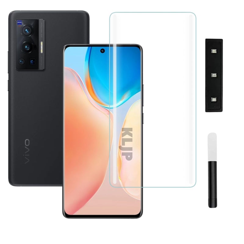 KLJP Advanced HD+ Curved UV Gorilla Tempered Glass Screen Protector Designed For Vivo X70 Pro - Edge-To-Edge Protector Full Screen Coverage with Easy Installation Kit - Image 1