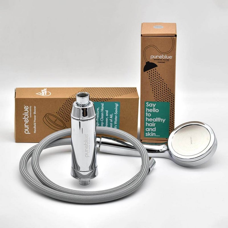 Pure Blue The Ultimate Shower Upgrade- (Shower Filter, Handheld Power Shower and 1.8m Hose) - Chrome - Image 1