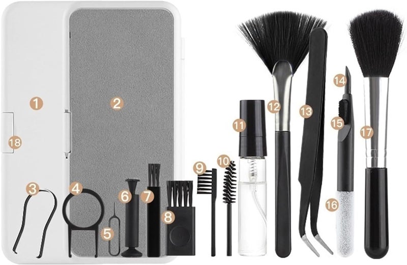 18 in 1 Laptop Cleaner Kit Computer Keyboard Cleaner Desk Cleaning Tool Cleaning Brushes for Mobile Phones, Earphones, Computers, Laptops and Other Electronics Cleaner - Image 3