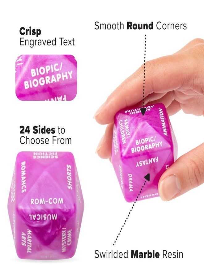 Itera Movie Date Night Decision Dice – Couples Movie Night Gift (Purple), Fun Movie Genre Dice Game, What to Watch Decider for Date Night at Home, Anniversary or Valentine’s Gift for Him or Her - Image 4