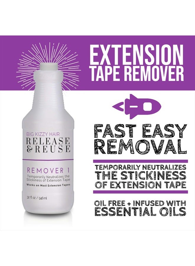 Big Kizzy Remover 1, Release & Reuse, 32oz Salon Size + Free 8oz, Tape In Hair Extension Remover, Tested & Proven Fastest & Easiest Adhesive Remover, Professional Quality - Image 2
