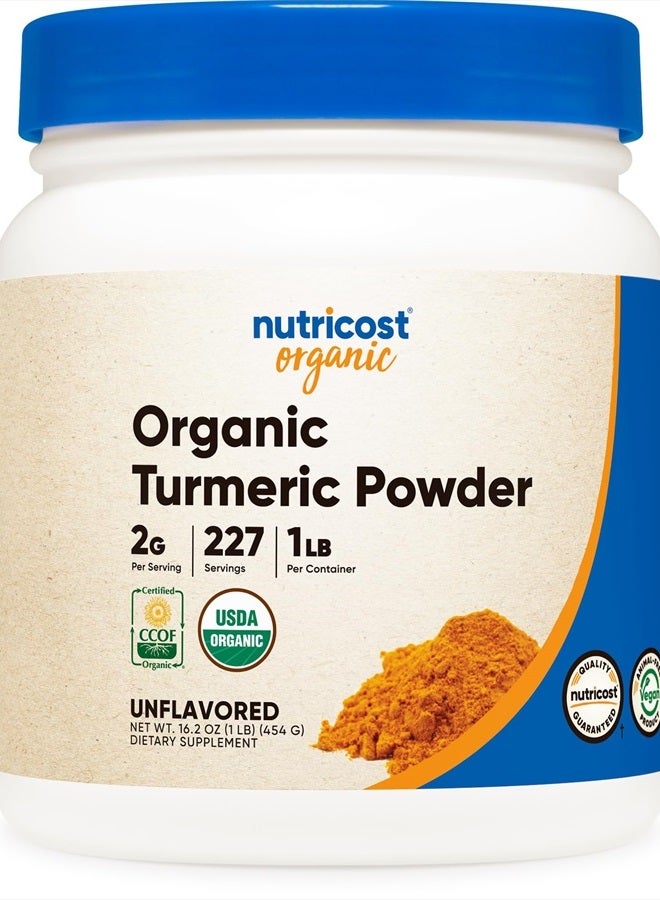 Nutricost Organic Turmeric Root Powder 1 LB (16oz) - Certified USDA Organic, Food Grade, Gluten Free, Non-GMO - Image 1