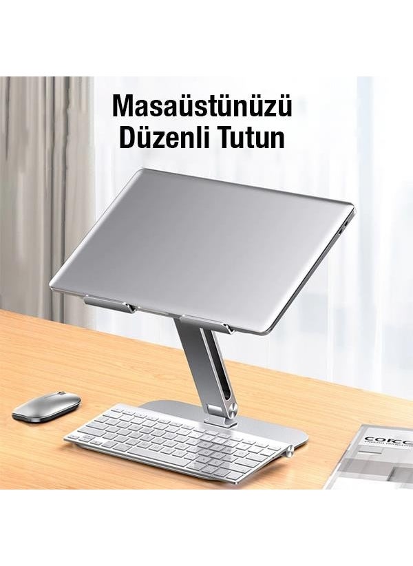 Polham 11-18 Inch Height Adjustable, Foldable Tablet and Laptop Stand, Non-Slip, Anti-Vibration Stand