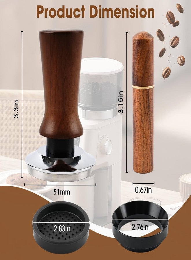 CEILUPY 51mm Spring Loaded Espresso Tamper Kit with WDT Tool Dosing Ring and Tamping Mat for 51mm Portafilter Home Coffee Machines - Image 2