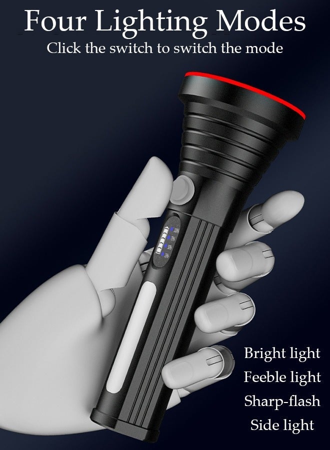 DUNISO Rechargeable LED Flashlights Alloy with Side Light Digital Display Handheld Flashlight with Zoomable 4 Modes Super Bright Flashlights for Emergencies Camping Hiking - Image 2