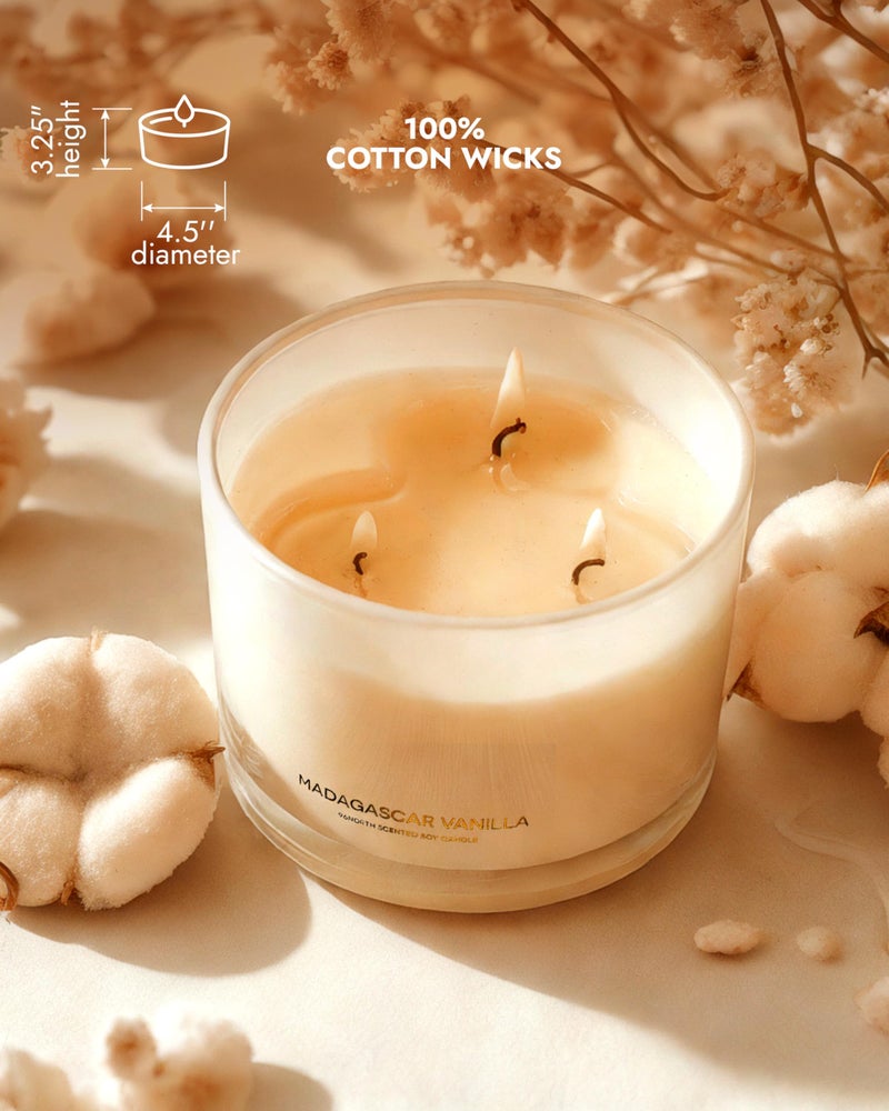 96NORTH Luxury Vanilla Soy Candles | Large 3 Wick Jar Candle | Up to 50 Hours Burning Time | 100% Natural Soy Wax | Relaxing Aromatherapy Aesthetic Candle | Housewarming Gift for Men and Women - Image 5