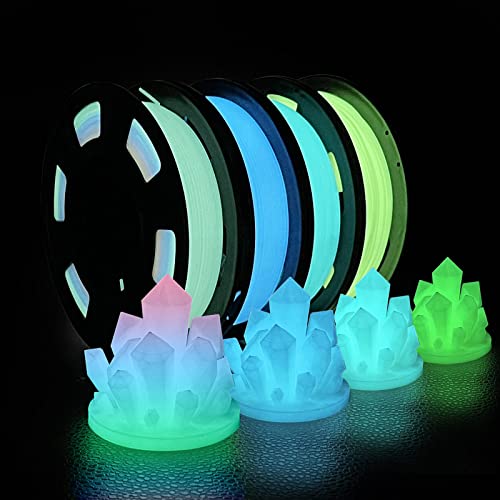 iSANMATE 3D Printer Filament Bundle, Glow in The Dark Filament Multicolor, Green, Blue and Blue-Green, PLA Filament 1.75 mm, Dimensional Accuracy +/- 0.03 mm, 250g X 4 Pack - Image 1