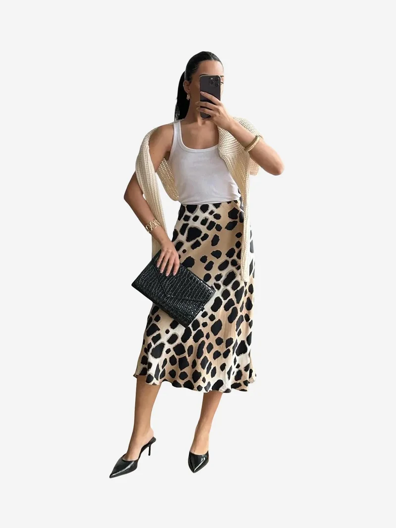 ميكسراي تنورة ميدي بطبعة جلد الفهد من ميكسراي