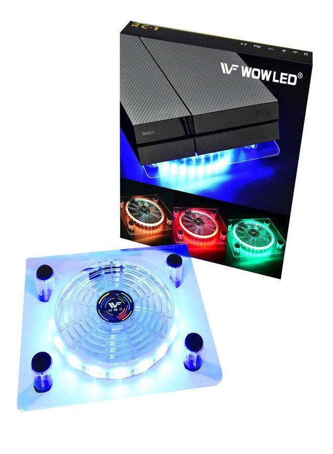 WFPOWER WOWLED USB RGB LED Cooler Cooling Fan Pad Stand with Mini Controller Transparent for Labtop Notebook PS4 Playstation 4 Xbox 360 Xbox One Consoles - Image 1