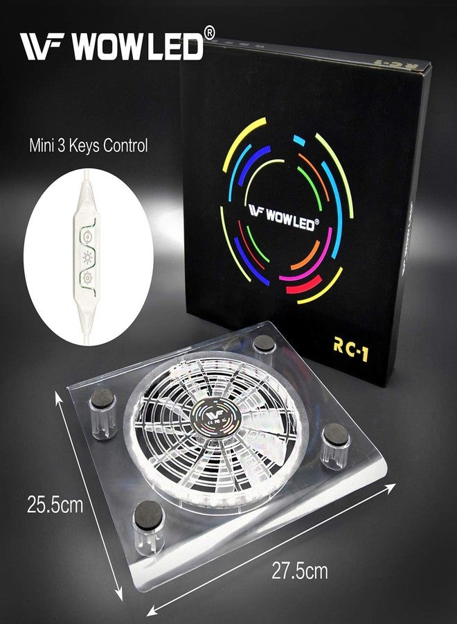 WFPOWER WOWLED USB RGB LED Cooler Cooling Fan Pad Stand with Mini Controller Transparent for Labtop Notebook PS4 Playstation 4 Xbox 360 Xbox One Consoles - Image 3