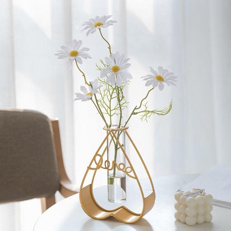 HEYOL Heart Shape Pot for Decoration Flower Pot Glass Vase for Home Decor Center Table Bedroom Living Room and Office Decoration Luster Glass Vase Decorative vasePack of 1 Heart Shape
