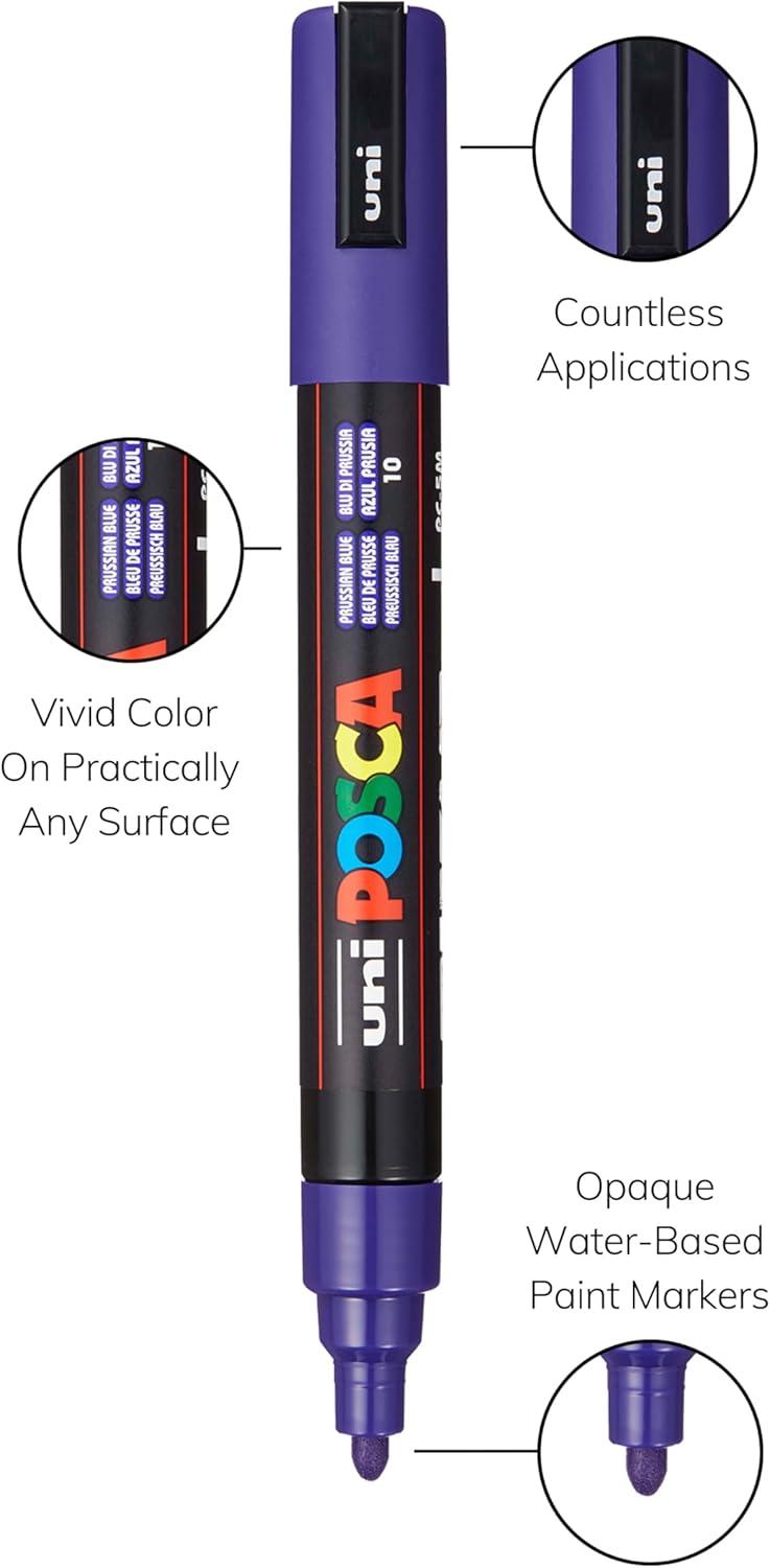 POSCA PC-5M Water Based Permanent Marker Set of 8 - Image 3