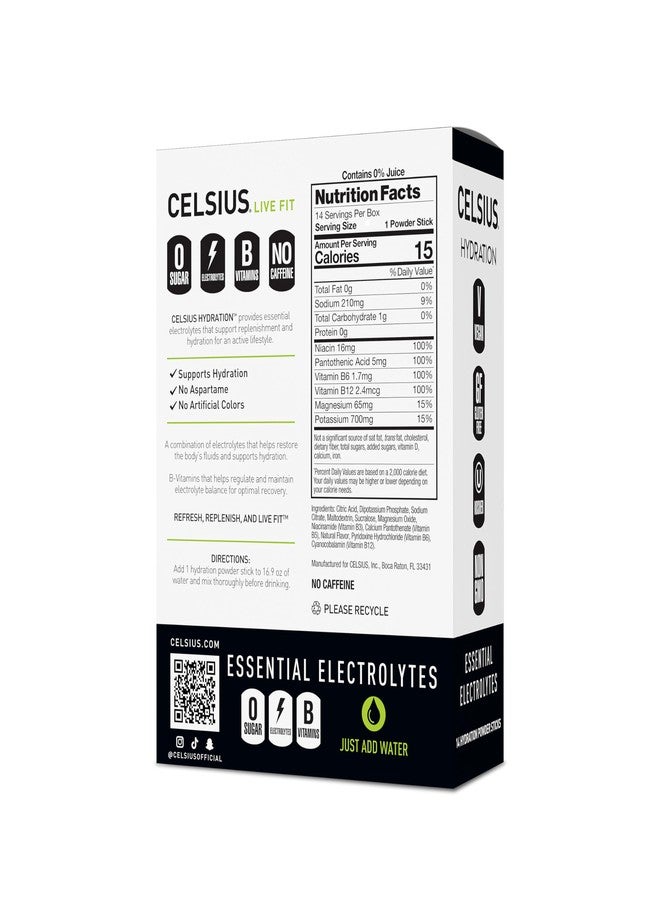 CELSIUS Hydration™ Lemon Lime, Sugar Free Electrolyte Hydration Drink Mix (Pack of 14) - Image 2