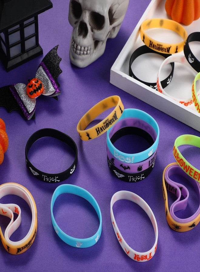Capoda 24 Pcs Halloween Luminous Bracelets Glow in The Dark Halloween Silicone Bracelets Rubber Wristbands for Trick or Treat Theme Party Favors Goodie Bag Stuffers Supplies - Image 5