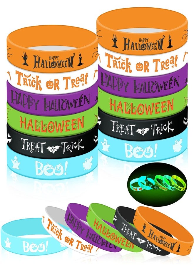 Capoda 24 Pcs Halloween Luminous Bracelets Glow in The Dark Halloween Silicone Bracelets Rubber Wristbands for Trick or Treat Theme Party Favors Goodie Bag Stuffers Supplies - Image 1