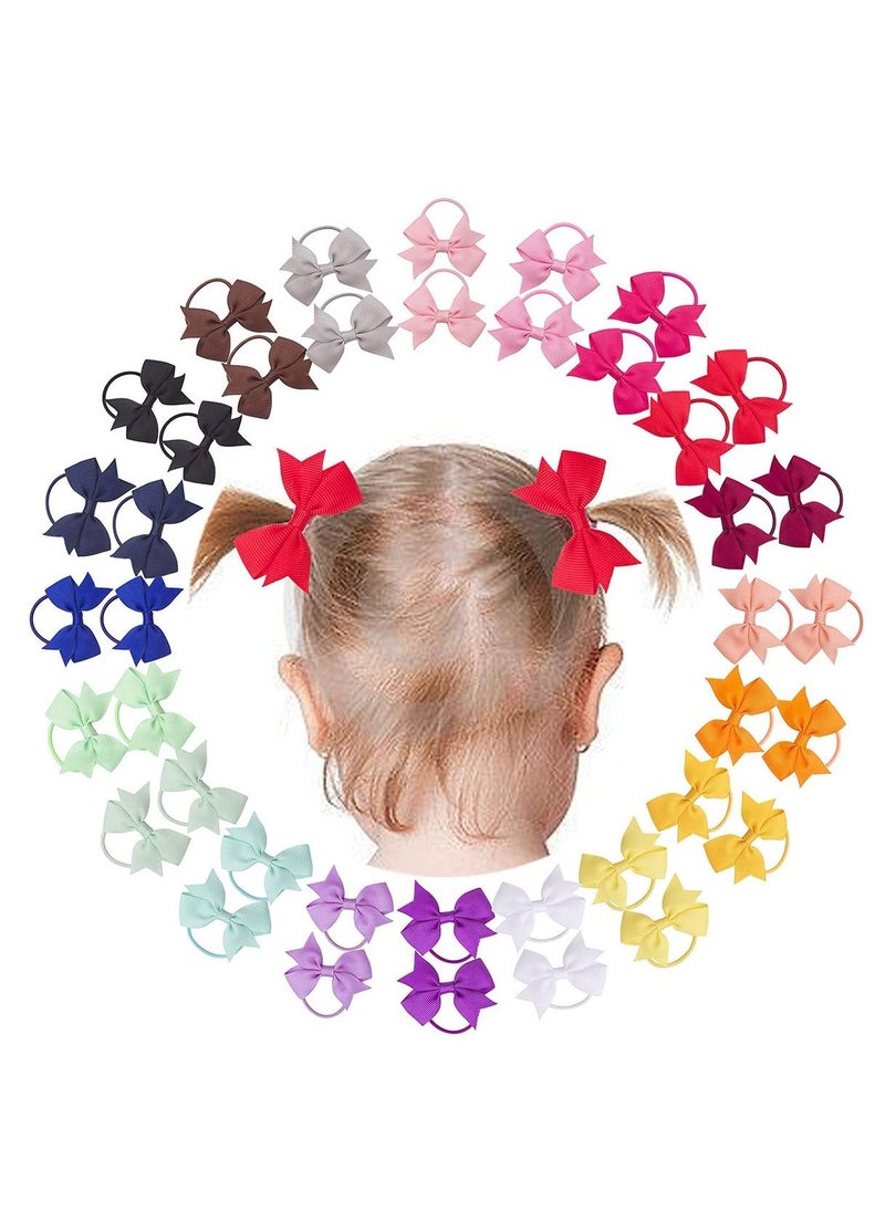 Y&D Cute Hair Tie Baby Girls Bows Ties Mini Boutique Elastic Rubber Ribbon Band Accessories for Kids Infants 40PCS Children's Pure Color  - Image 1