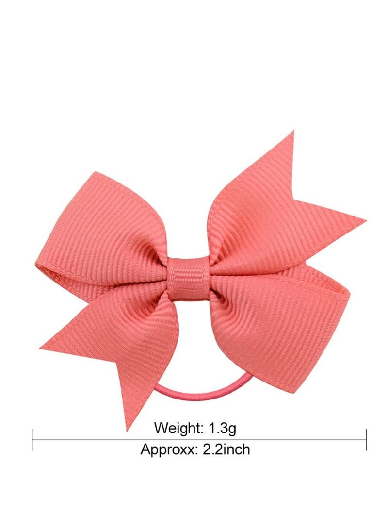 Y&D Cute Hair Tie Baby Girls Bows Ties Mini Boutique Elastic Rubber Ribbon Band Accessories for Kids Infants 40PCS Children's Pure Color  - Image 3