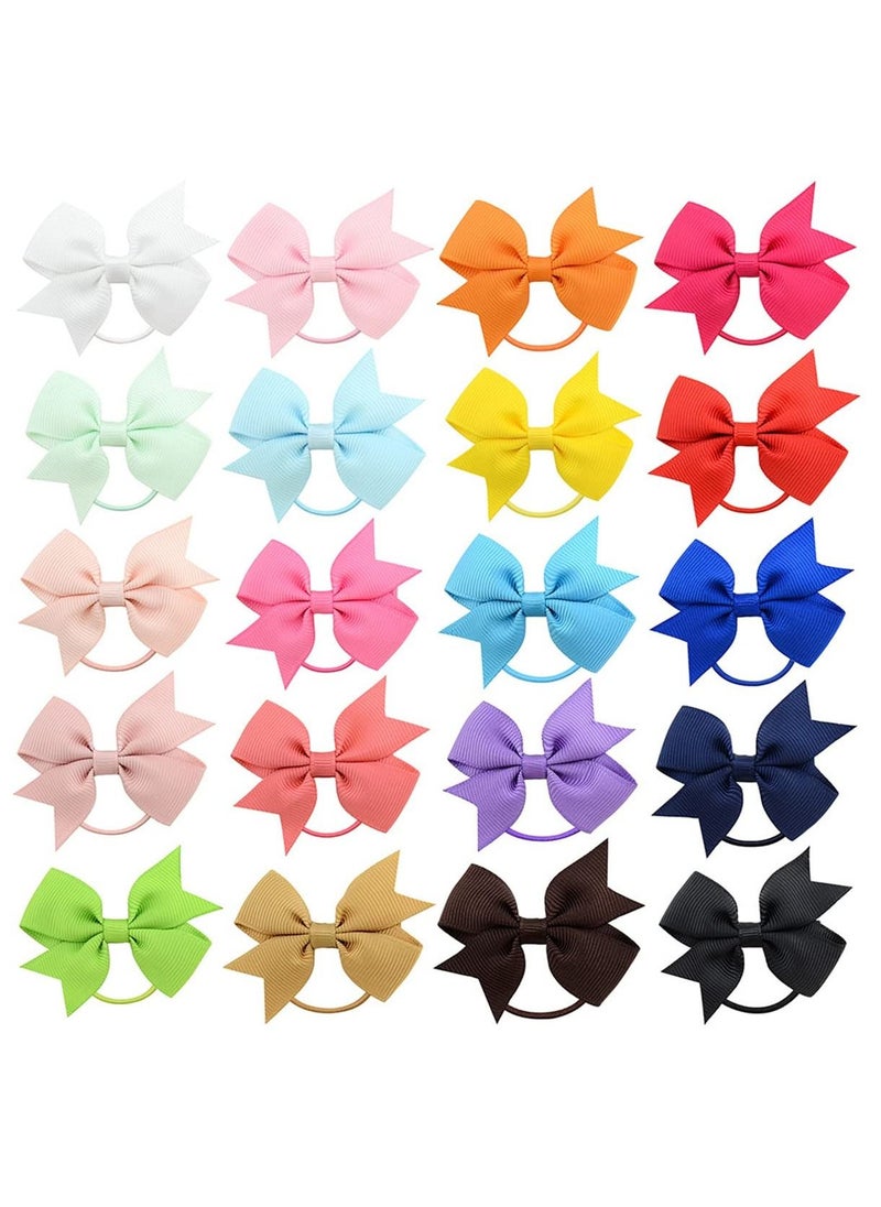 Y&D Cute Hair Tie Baby Girls Bows Ties Mini Boutique Elastic Rubber Ribbon Band Accessories for Kids Infants 40PCS Children's Pure Color  - Image 2