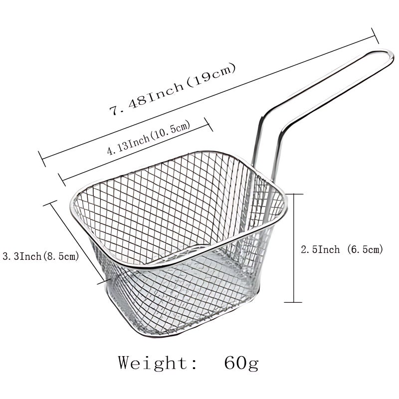WINHONW 8pcs Mini Square Fry Bakests French Fries Basket 4.1x3.3x2.6Inches Table Serving Frying Chips Baskets, French Fry Holder for Kitchen Restaurant Party Barbecue(Silver) - Image 5