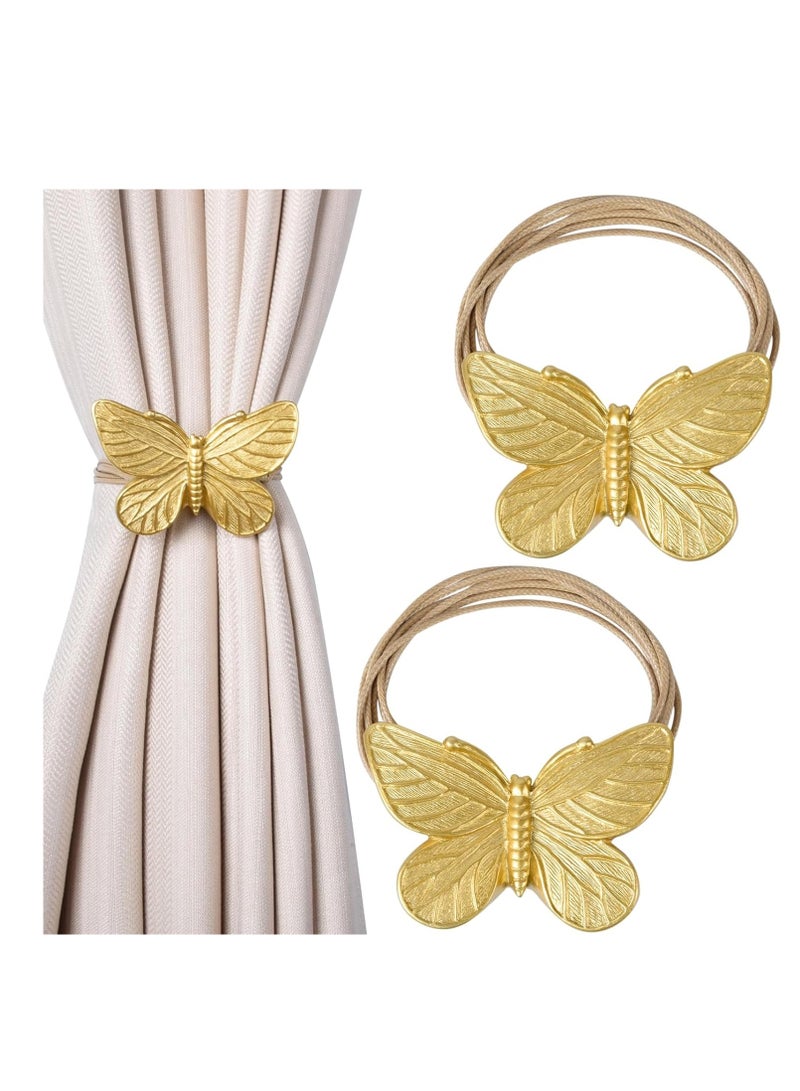 KASTWAVE 2 قطع مشابك ستارة مغناطيسية، حاملات ستارة، مشابك قماش مكونة من الراتنج، حبال ربط ستارة، مشبك مغناطيسي بجناح فراشة، حبال مشابك لحامل ستارة نوافذ، لتزيين شرفة المقهى - Image 1