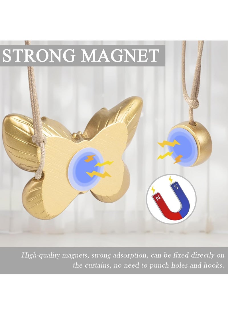 KASTWAVE 2 قطع مشابك ستارة مغناطيسية، حاملات ستارة، مشابك قماش مكونة من الراتنج، حبال ربط ستارة، مشبك مغناطيسي بجناح فراشة، حبال مشابك لحامل ستارة نوافذ، لتزيين شرفة المقهى - Image 3